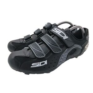 SIDI Mountain Bike Cycling Shoes Mens EU 45 US 10.5 Black 3 Strap SPD Cleats